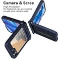 thumbnail image 2 of for Samsung Galaxy Z Flip 6 Case with Hinge Protection & Stand Holder & Tempered Glass Screen Protector, Slim Fit Dual Layer Hard PC Rubber Bumper Shockproof Protective Cover, Navyblue, 2 of 7
