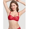 thumbnail image 7 of Deyllo Women's Sexy Lace Bra Valentines Push Up Plus Size 1/2 Cup Demi Non-padded Unlined Underwire Support Christmas Bralletts,Red 38C, 7 of 7