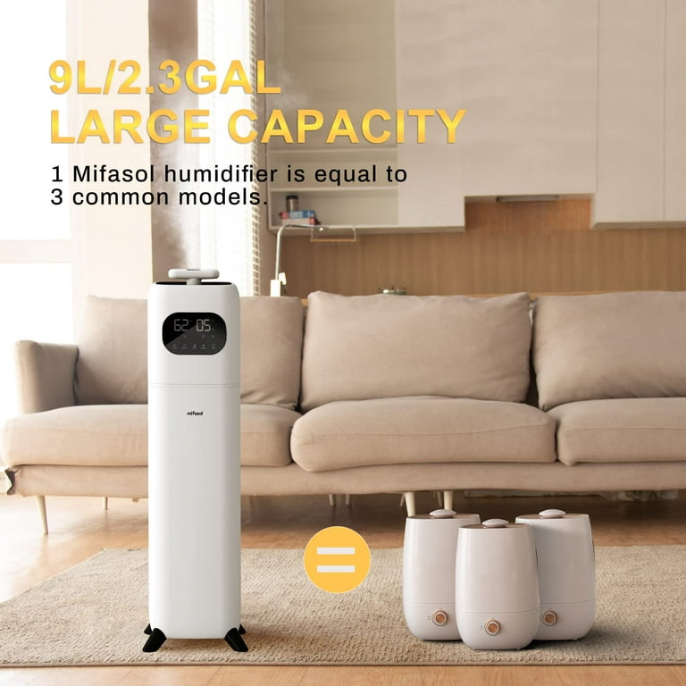 Humidifiers for Bedroom Large Room, Lacidoll 2.3Gal/9L Quiet Humidifiers  for Bedroom with Timer, 360°Nozzle, Aroma Box, 3 Speed Ultrasonic Cool Mist