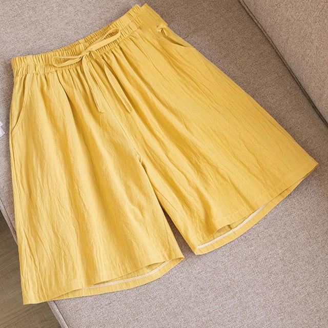 Ensemble Haut et Short pour Femmes, Pantalon Court Imprimé Imitation Coton et Lin à la Mode
