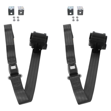 safeTboy  Black Retractable Bucket Seat Belt Kit with Bracketry for 1932 Model B Ford Standard 2 Point - 2 Belts