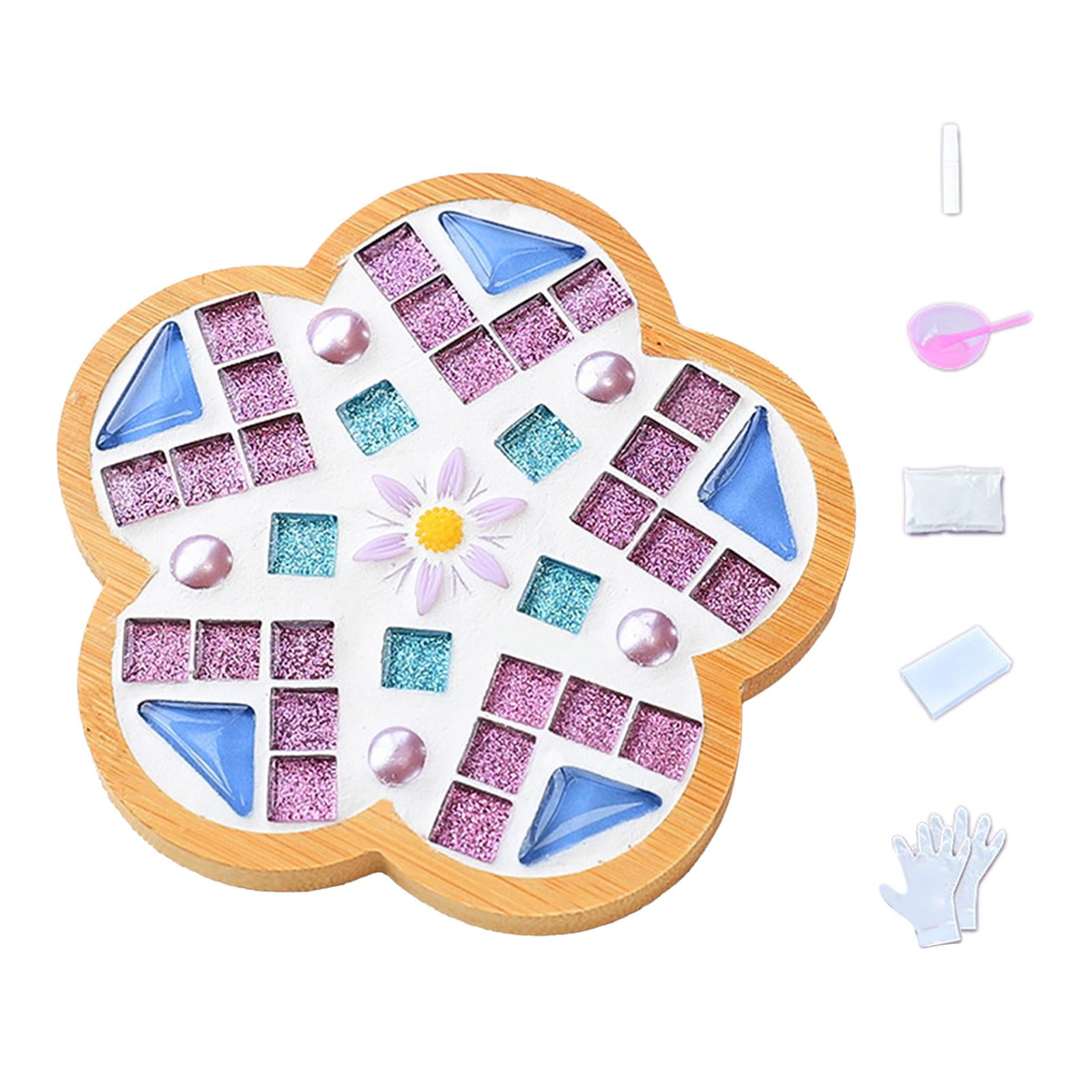 DIY Mosaic Coaster Holiday Gift Place Mat Cup Holder Children's Educational Toys Glass Mosaic Tiles for Home Ornament Dining Table A
