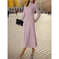 thumbnail image 4 of Cueply Dresses for Women Casual Long Sleeve Fall Spring Mock Neck Pullover Long Dresses with Pockets, 4 of 7