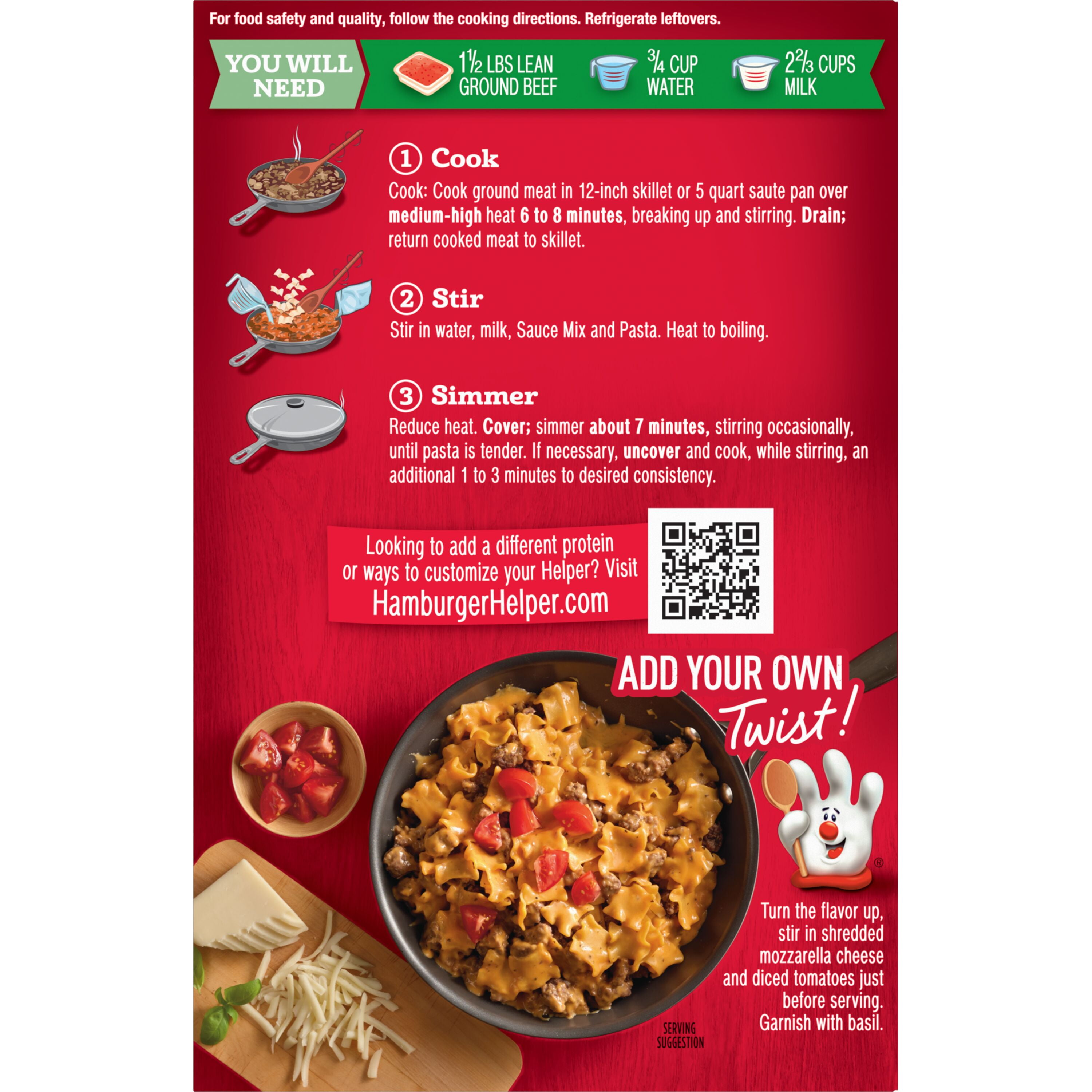 (6 pack) Hamburger Helper Pasta Four Cheese Lasagna Value Size, 8.8 Ounces Box.