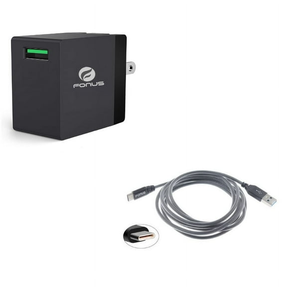 18W Fast Home Charger w Type-C 6ft USB Cable Y1M for Razer Phone 2 - RED Hydrogen One - Samsung Galaxy Tab S3 9.7 S9 Plus, S8  S8, S10e S10 Plus active 5G Note 9 8 A9 A50 - Sonim XP8 XP3