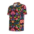 thumbnail image 2 of Rocae Colorful Floral Embroidery Mexican for Men's Short Sleeve Polo Shirt, Quick Drying Performance Moisture Wicking Sports Men's Golf Shirt Medium, 2 of 9