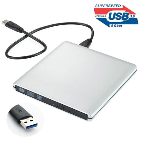 Cd Dvd Player For Mac USB 3.0 External DVD Drive DVD VCD CD RW Drive Burner Reader Player Superdrive External Drive For Apple Mac Macbook-silver color ()