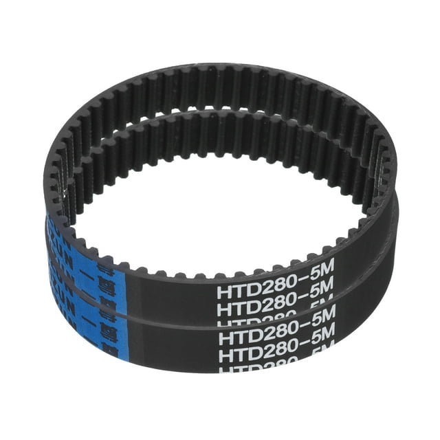 Uxcell 2 paquetes de correa de distribución de goma HTD-5M de 56 dientes, longitud de paso de 280 mm x ancho de 15 mm x altura de 3.6 mm, correa de polea