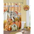 thumbnail image 2 of Thanksgiving Pumpkin Shower Curtain Set ，Waterproof Fabric Shower Curtains Cat Fall Botanical Sunflower Buffalo Plaid Shower Curtains for Bathroom,Bathroom Decor 72"x78", 2 of 7