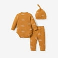 thumbnail image 3 of PatPat Newborn Baby Pajamas Boy Girl Clothes Cotton Ribbed Long Sleeve Romper and Pants Outfit Sets, 0-3 Months, 3 of 6