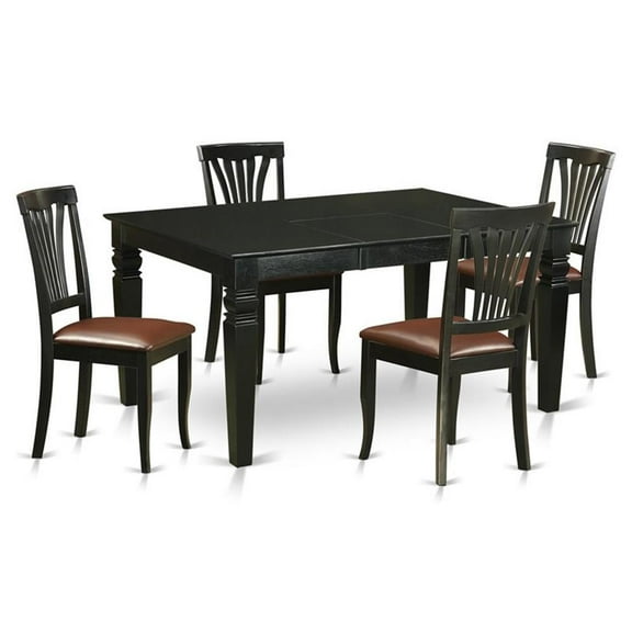 East West Furniture Weston 5-piece Traditional Wood Kitchen Set in Black