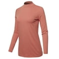 thumbnail image 2 of A2Y Women's Basic Solid Soft Cotton Long Sleeve Mock Neck Top Shirts Ash Rose S, 2 of 5