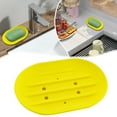 thumbnail image 2 of Silicone Soap Dish Draining Tray Kitchen Bathroom Sink Organizer Drip Catching Soap Holder with Hollow Drain Design Non Slip Drying Rack for Sponge Cloth Soap Bar Fragrant Soap Storage, 2 of 7