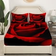 thumbnail image 2 of Drap-housse Rose Rouge Taille Simple, Draps de Lit Floraux Romantiques Rouges et Noirs pour Filles Femmes Couple, Ensemble de Literie pour la Saint-Valentin, Ensemble de Lit Fleur de Rose 2 Pcs (1 Drap-Housse, 1 Taie d'Oreiller) (Sans Drap Plat), 2 of 6