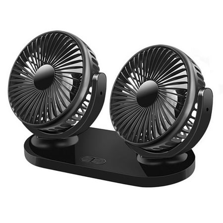 

360° Rotatable Car Cooling Fan Double Head USB Rechargeable Auto Air Conditioner