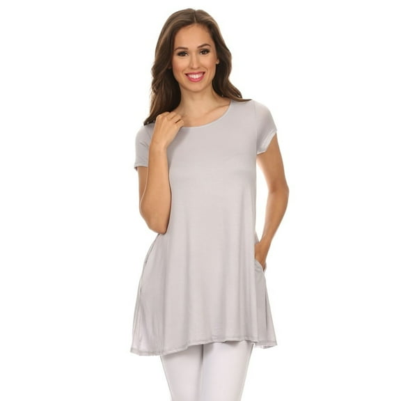 Women's Casual Solid Color Blouse Tunic Top Shirt