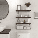 thumbnail image 4 of Estantes de baño sobre inodoro, estantes flotantes de pared para baño con canasta de alambre, estante para decoración de pared de madera, 4 of 8