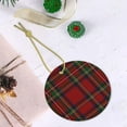 thumbnail image 4 of Red Green Royal Stewart Tartan Plaid Christmas Tree Ornaments - Round Ceramic Decor, Holiday Hanging Decorations, Xmas Gifts, 4 of 7