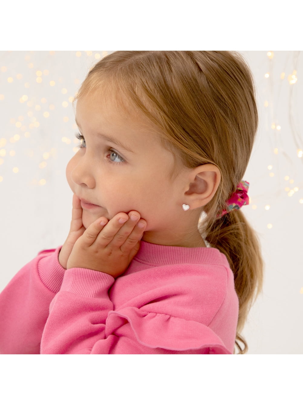 Detailed Heart Baby / Toddler / Kids Earrings Screw Back - Sterling Silver