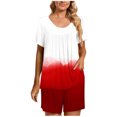 thumbnail image 2 of Tenues Deux Pièces Économies d'Été Liquidation 2022! Pyjama Décontracté à Col Rond Manches Courtes Deux Pièces Confortable pour la Maison Ensemble de Sport, 2 of 7