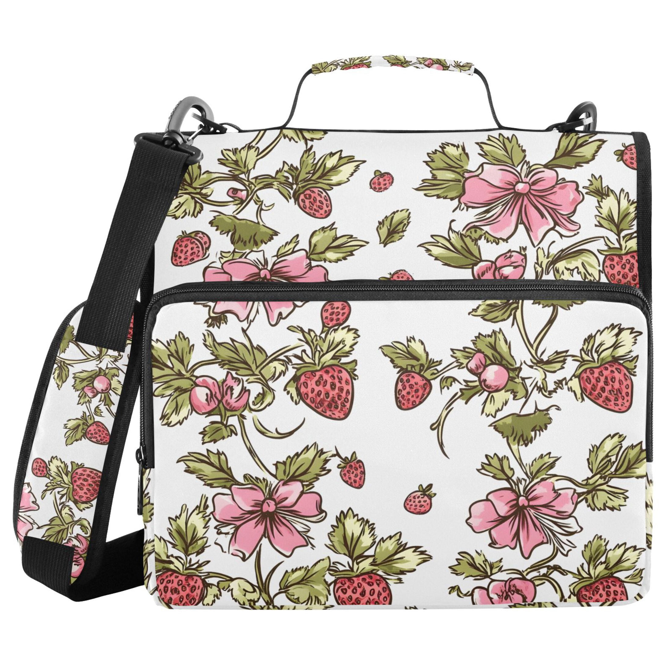 ALAZA Zipper Binder Strawberries 3 Ring Trapper Keeper File Folder Organizer Bag