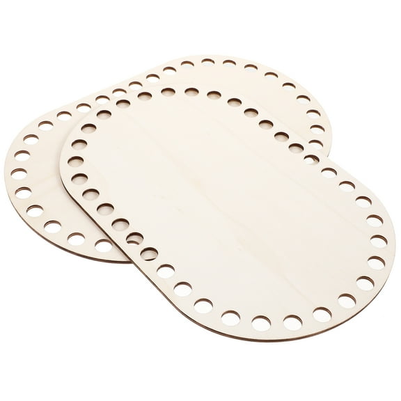 2 Pcs Crochet Basket Bottom Bottoms for Wooden Blank Solid Base Decor Hamper DIY Natural