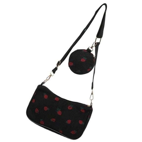 YIEMEEN Fashionable Strawberry Corduroy Crossbody Bag Casual Women's Shoulder Purse