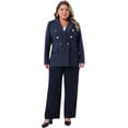 thumbnail image 3 of DARING DIVA Women's Plus Notch Lapel Double Breasted Office Work Blazer 3X Navy Blue, 3 of 6