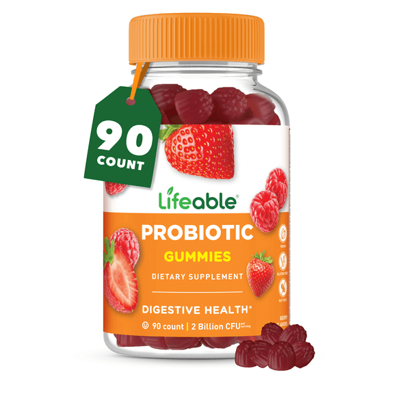 Probiotics Gummies | 2 Billion CFU | Great Tasting Probiotic Gummies for Women | Probiotic Gummy for Gut Health and Immune Support | Probiotics for Women and Men | 90 Gummies | Lifeable