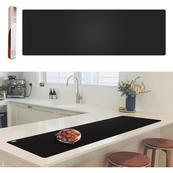 49.2" x 15.7" Large  Mat for Kitchen Counter Protector, Cuttable Silicon Countertop Protector Mat Heat Resistant Mats for Countertop, Cut to Fit Placemat Ship Roll by , Black