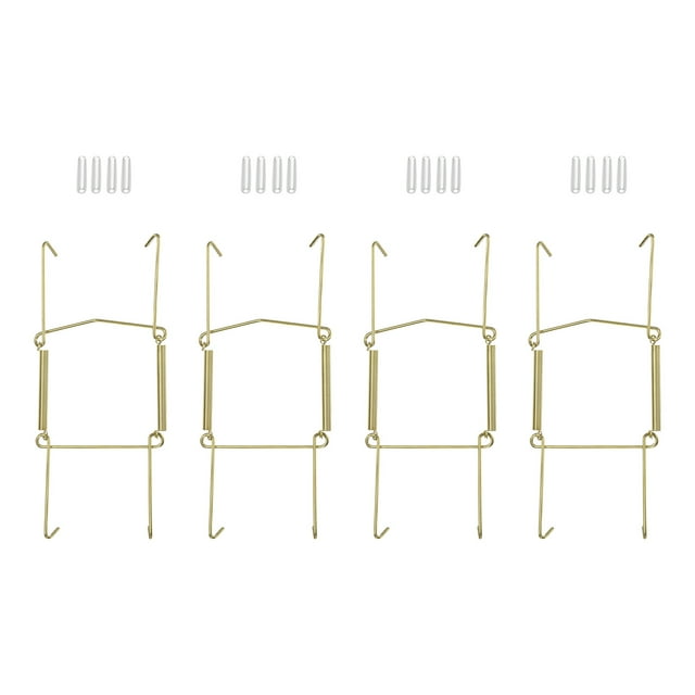 Uxcell 4 Pcs Soporte para Platos 6 x 2.8 pulgadas Soportes de Pared Invisibles en Forma de U Galvanizados Dorados