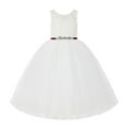 thumbnail image 2 of Ekidsbridal V-Back Ivory Lace Tutu Tulle Flower Girl Dress Graduation Communion Baptism Ceremonial Gown 212R4, 2 of 3