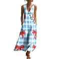thumbnail image 2 of ClodeEU Women's Printed V Neck Sleeveless Flowy Dress ,Casual Summer Midi Dress F-Multicolor,Womens Plus M, 2 of 8