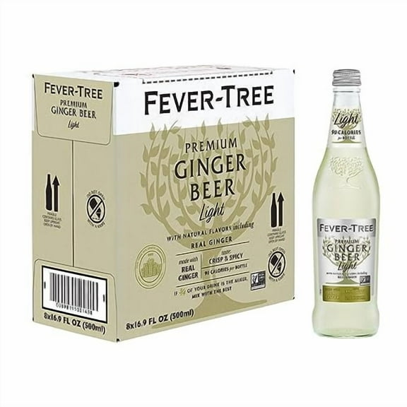Fever-Tree Refreshingly Light Ginger Beer, No Artificial Sweeteners, Flavourings or Preservatives, 16.9 Ounce 500 ml (Pack of 8)