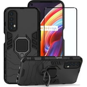 Strug for Realme 7 Case,Heavy Duty Protection Shockproof Kickstand Armor Case with Tempered Glass Screen Protector