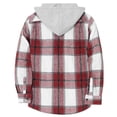 thumbnail image 4 of Long Sleeve Plaid Button Down Shirt for Girls with Hood Casual Flannel Top Single Chest Pocket Classic Fit Design, 4 of 4