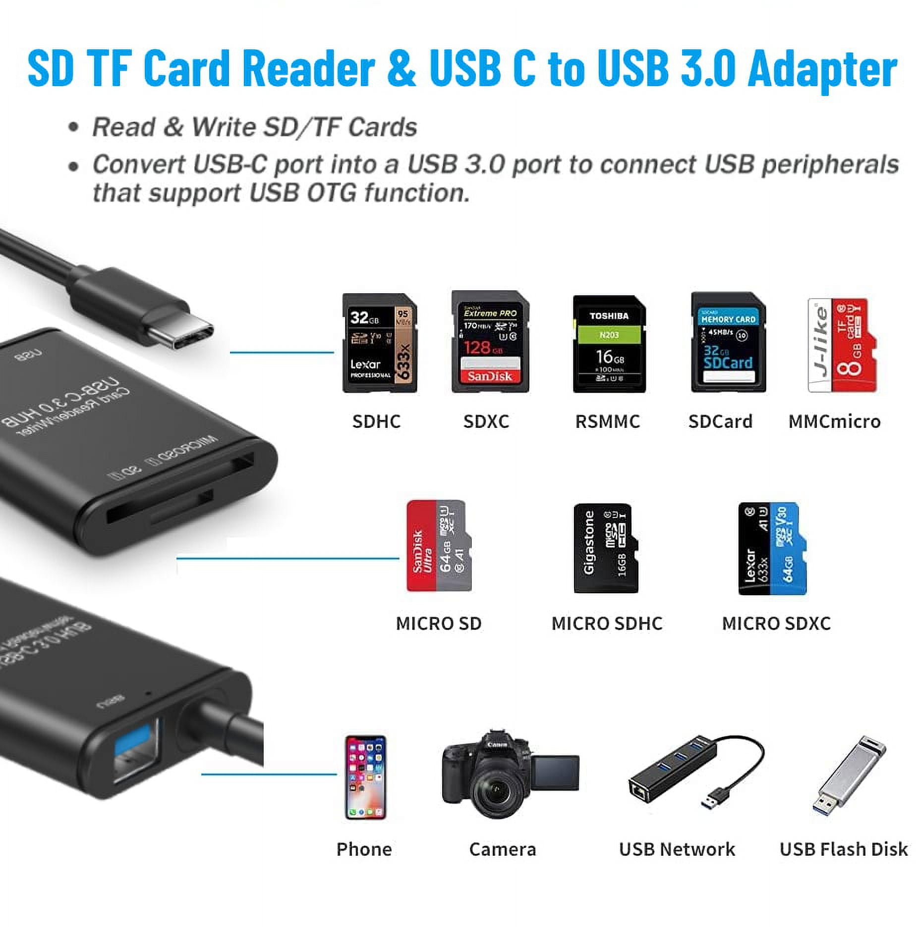 TSV 6-in-1 USB C SD Card Reader, Portable USB 3.0 Memory Card Reader Fit  for TF Card/Micro SD/SD/XD/CF/M2/MS, Camera Flash Card Reader, SD Card  Adapter Support Windows, Linux, Mac OS, Android 