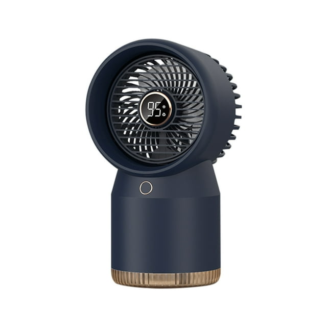 Blue Portable Water Fan 3600Mah Rechargeable Battery 390Ml Water Tank 4 Wind Levels Spray Humidifier Led Digital Display Night Light For Home Office Outdoor Size 9.6X5.4X4.6 Inch