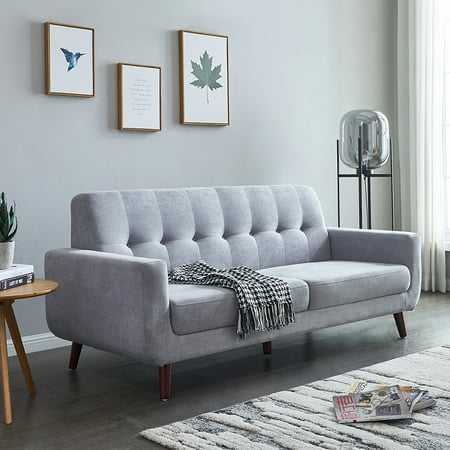 Clearance Gray Upholstered Couch Mid Century Modern Sectional