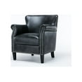 thumbnail image 2 of Mid Century Throne Chair with Nailhead Design, Modern Accent Wingback Chair with Padded Seating and Wood Legs for Home,  Club, Bedroom, Living Room, Charcoal, 2 of 7