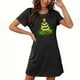 thumbnail image 1 of Camisón corto navideño para mujer, talla grande, cuello redondo, manga corta, estampado en el pecho, vestido de noche para mujer, 1 of 3