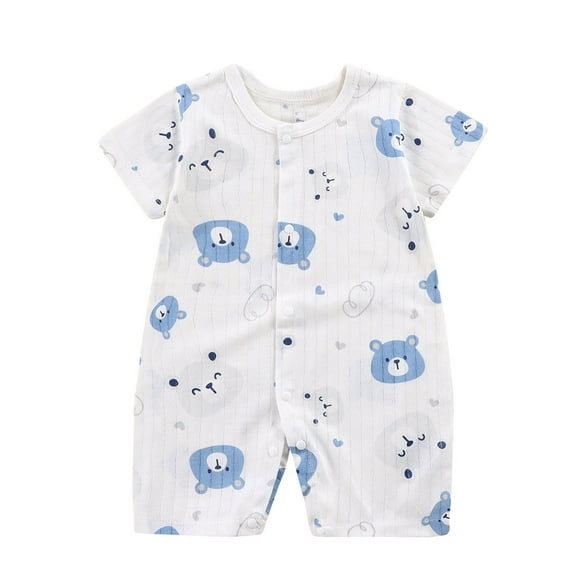 Virmaxy Toddler Boys Girls Cute Striped Graphic Pajamas Overalls Baby Spring New Onesie Newborn Crawling Clothes Sleeveless Thin Ha Clothes Bag Fart Clothes Blue-C