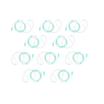 Dealmed Brand Adult Standard Nasal Cannula (Straight) with 7 ft (2.1m) Soft Green, Highly Visible, Kink Resistant, Lightweight Tubing (10 Pack)