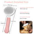 thumbnail image 3 of Euqvunn Cat & Dog Grooming Brush – Self-Cleaning Slicker Brush for Shedding, Removes Loose Fur & Tangles, Gentle & Skin-Friendly, Perfect for All Coat Types – Pink, 3 of 14