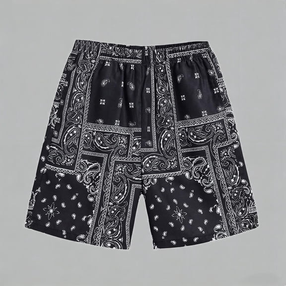 Daznico Paisley Print Elastic Waist Shorts for Boys Girls Summer Breathable Comfort Casual Daily Outdoor Play Toddler to Shorts,13-14 Years