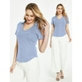 thumbnail image 3 of SSLR V Neck T Shirts for Women Short Sleeve tshirts Summer Tops Ribbed Tee Shirts, 3 of 8