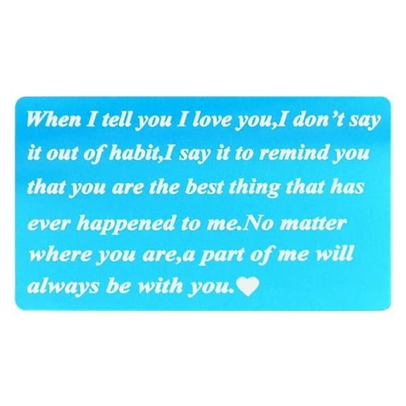 Boyfriend Birthday Card,Husband Birthday Gifts, Husband Anniversary Greeting Cards Gift for Him Men, I Love You Engraved Metal Wallet Card (Blue)