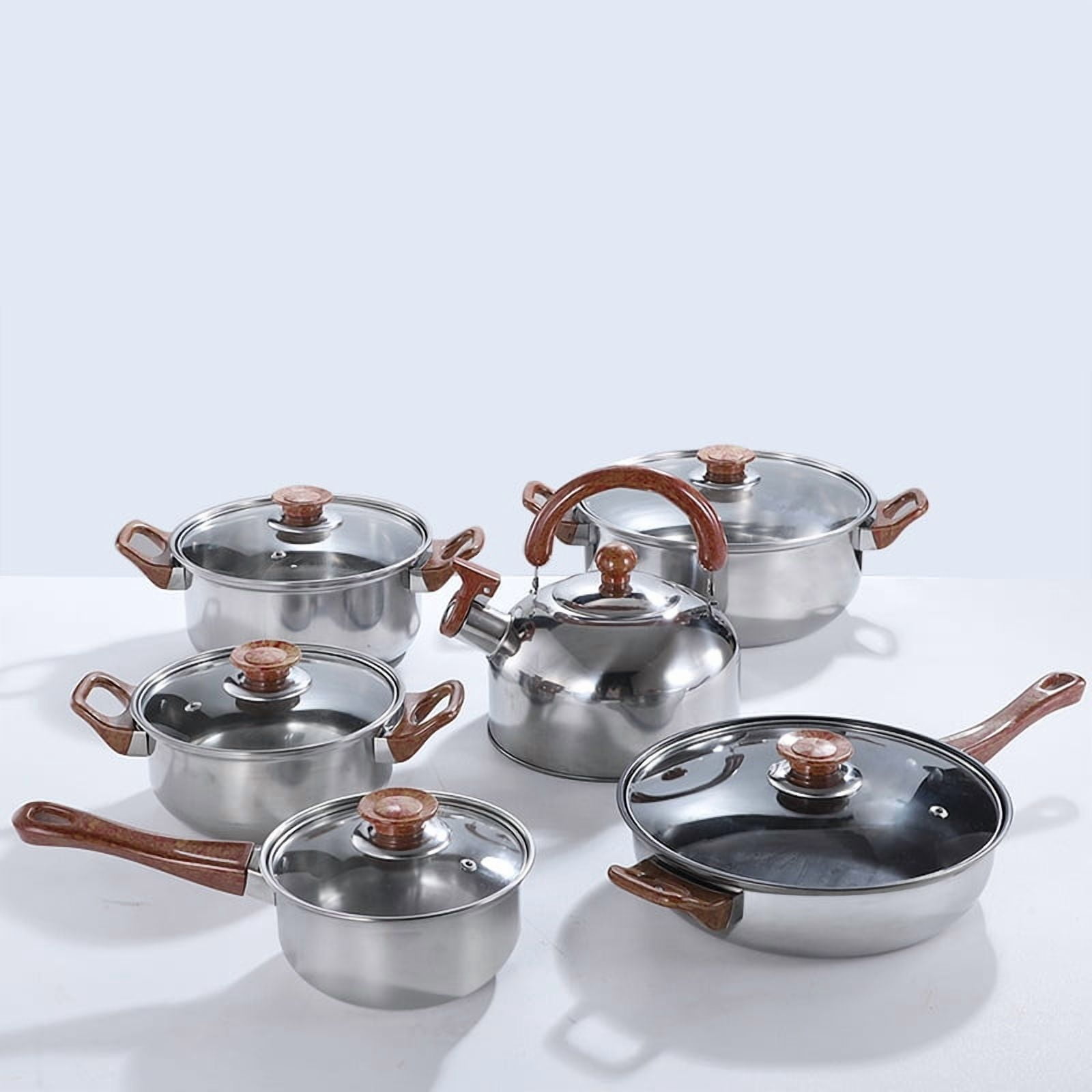 Tebru 12 Piece Nonstick Stainless Steel Cookware Set