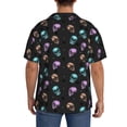 thumbnail image 3 of Balery purple cyan brown Skull Camisa Casual de Manga Corta con Botones para Hombre, Texturizada, Estilo Cubano, para Playa, Verano-Small, 3 of 5