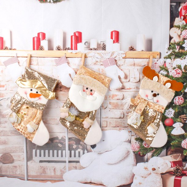 Christmas Stockings Socks with Snowman Santa Elk Bear Printing Xmas Candy Gift Bag Fireplace Xmas Tree Decoration New Year1China He Qiyong unisex